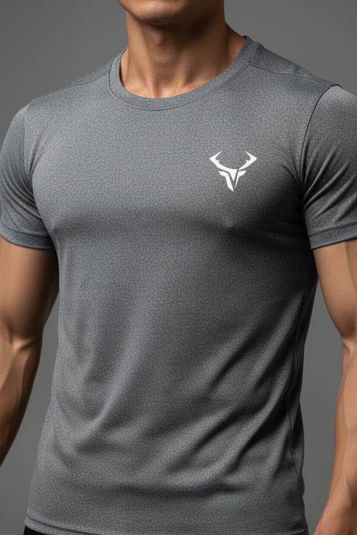 Gray Athletic T-Shirt with Buck Logo